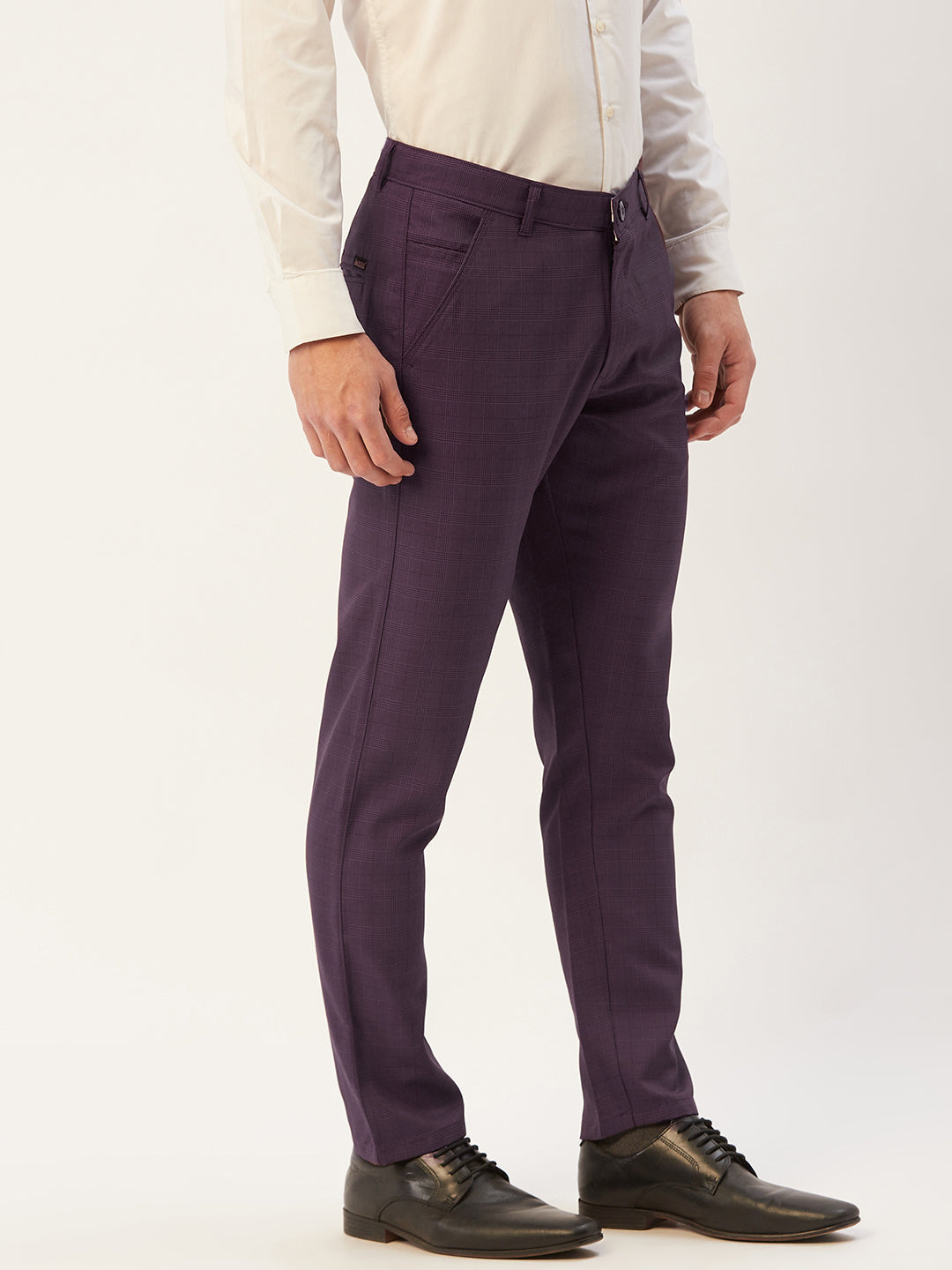 Jainish Men's Maroon Checked Formal Trousers ( FGP 270 Maroon ) | Swadesiicart