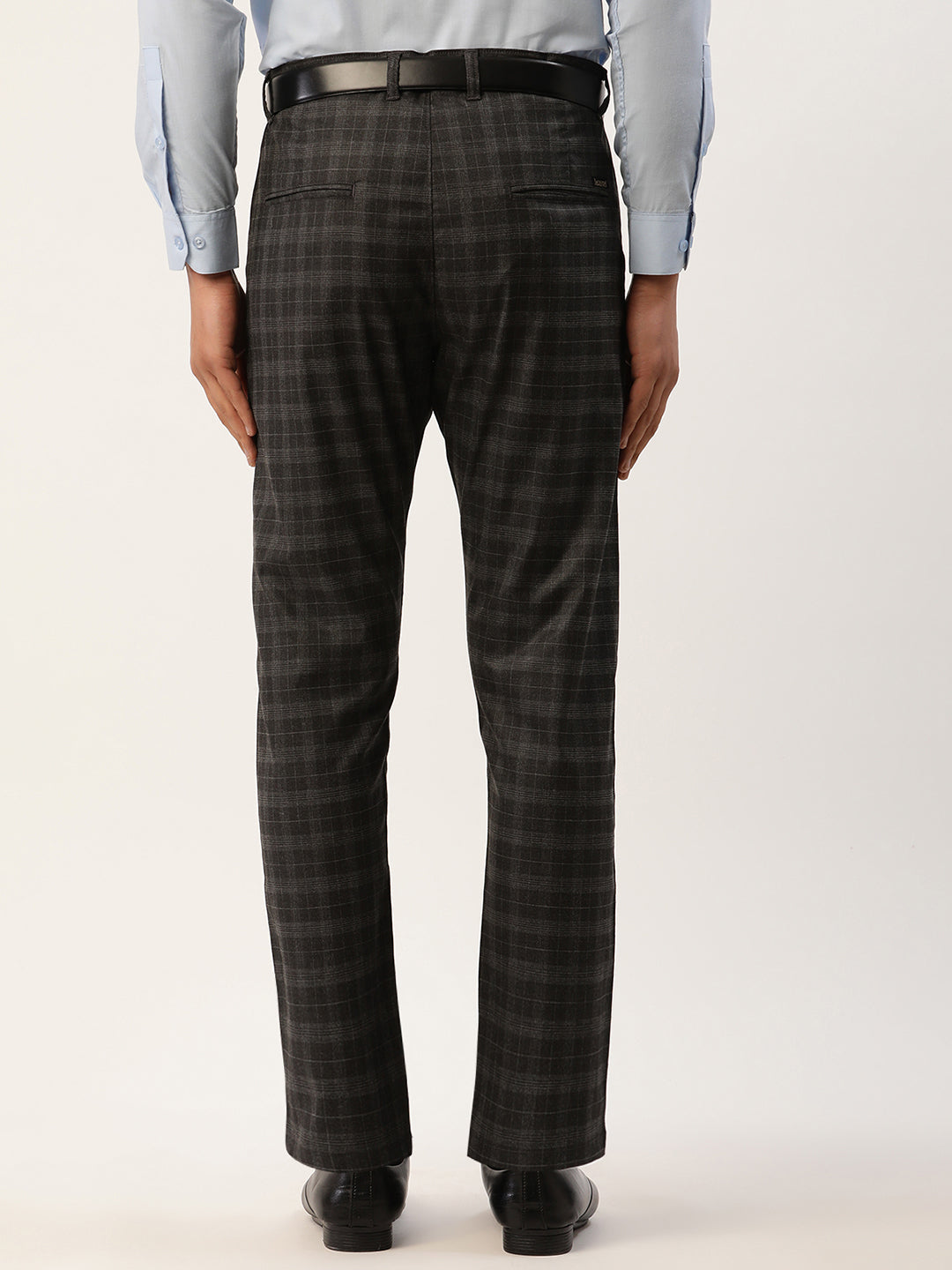Jainish Men's Black Tartan Checked Formal Trousers ( FGP 271 Black ) | Swadesiicart