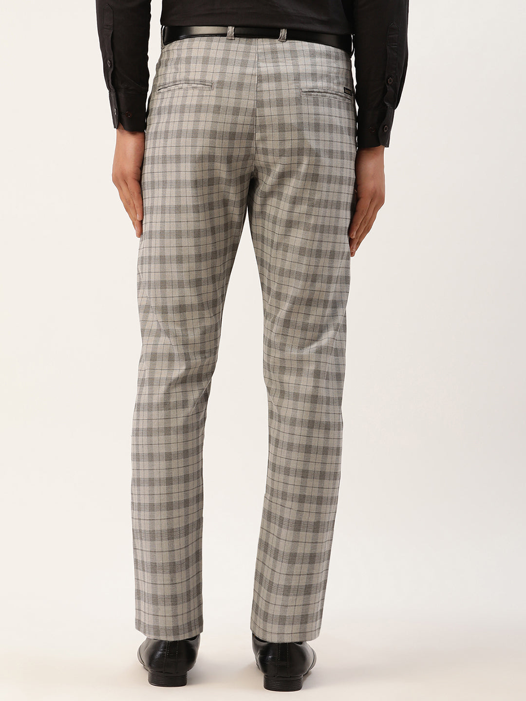 Jainish Men's Grey Tartan Checked Formal Trousers ( FGP 271 Grey ) | Swadesiicart