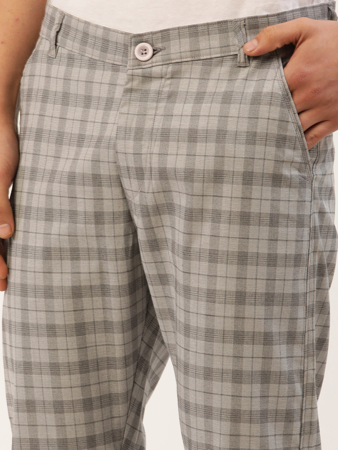 Jainish Men's Grey Tartan Checked Formal Trousers ( FGP 271 Grey ) | Swadesiicart