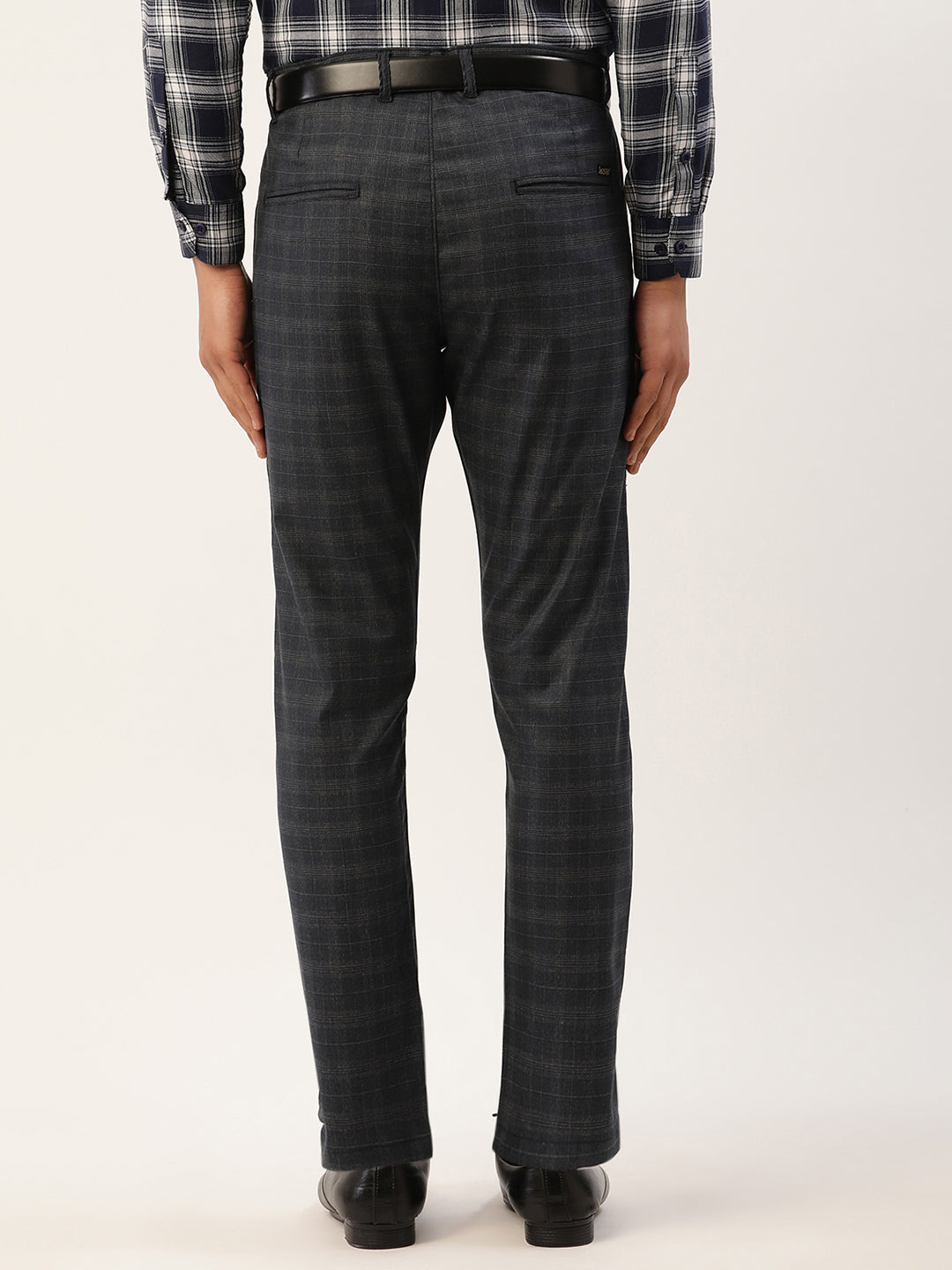 Jainish Men's Black Window Checked Formal Trousers ( FGP 272 Black ) | Swadesiicart