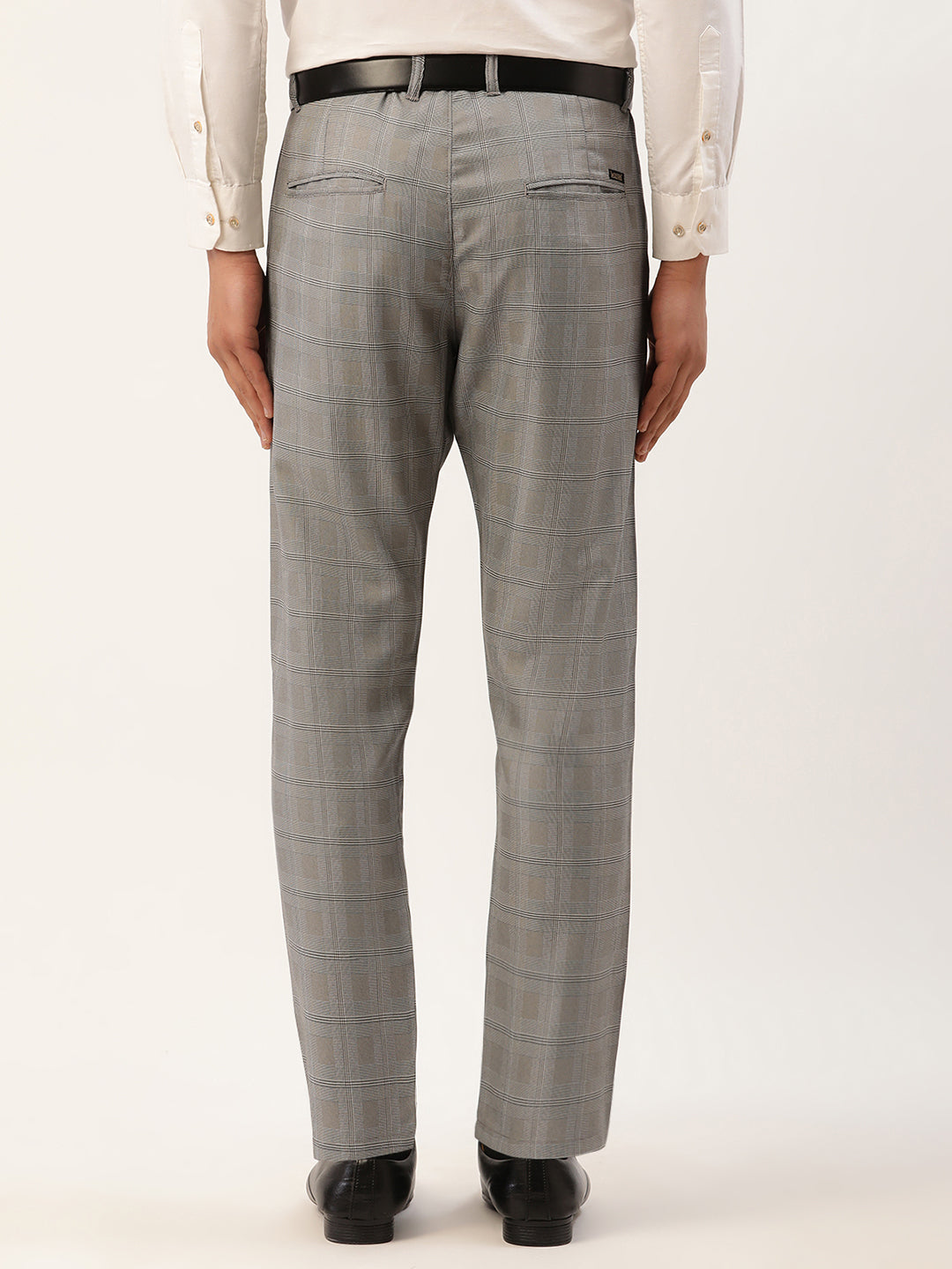 Jainish Men's Grey Window Checked Formal Trousers ( FGP 272 Grey ) | Swadesiicart