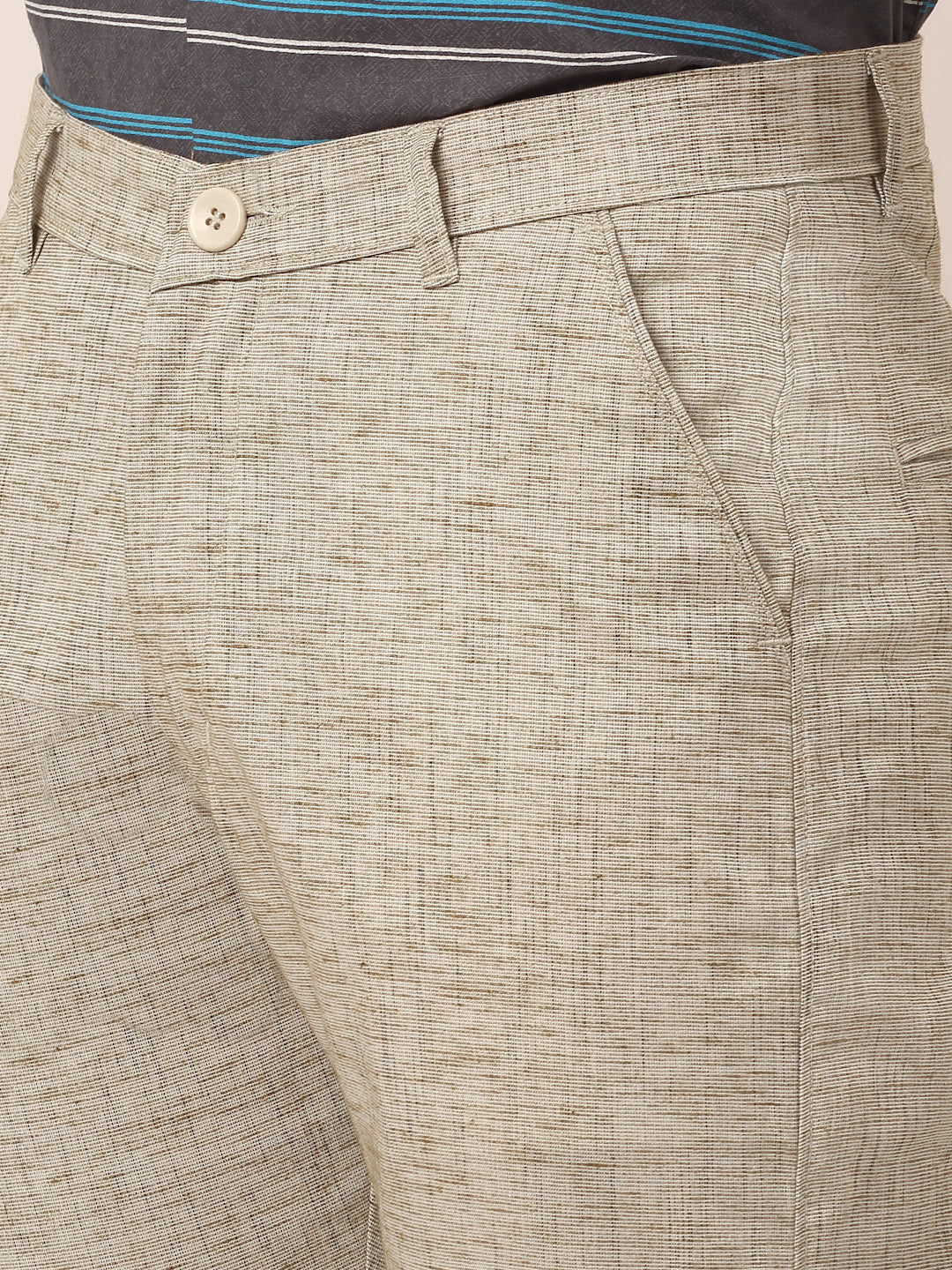 Jainish Men's Beige Linan Cotton Formal Trousers ( FGP 273 Beige ) | Swadesiicart
