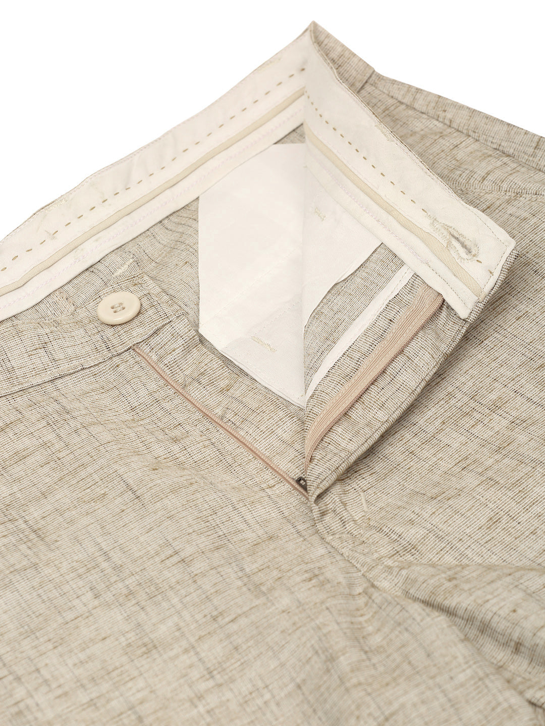 Jainish Men's Beige Linan Cotton Formal Trousers ( FGP 273 Beige ) | Swadesiicart