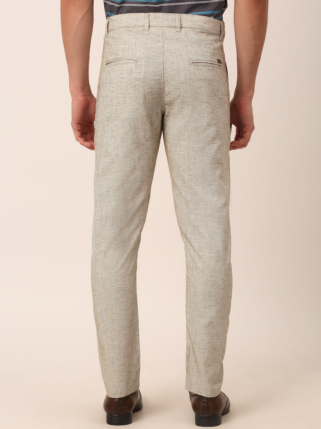 Jainish Men's Beige Linan Cotton Formal Trousers ( FGP 273 Beige ) | Swadesiicart