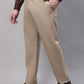 Jainish Men's Beige Tapered Fit Formal Trousers | Swadesiicart