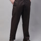 Jainish Men's Coffee Tapered Fit Formal Trousers | Swadesiicart