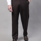 Jainish Men's Coffee Tapered Fit Formal Trousers | Swadesiicart