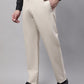 Jainish Men's Cream Tapered Fit Formal Trousers | Swadesiicart