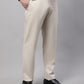 Jainish Men's Cream Tapered Fit Formal Trousers | Swadesiicart