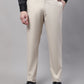Jainish Men's Cream Tapered Fit Formal Trousers | Swadesiicart