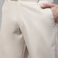 Jainish Men's Cream Tapered Fit Formal Trousers | Swadesiicart