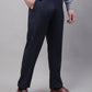 Jainish Men's Navy Tapered Fit Formal Trousers | Swadesiicart