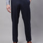 Jainish Men's Navy Tapered Fit Formal Trousers | Swadesiicart