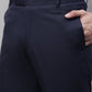 Jainish Men's Navy Tapered Fit Formal Trousers | Swadesiicart