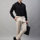 Jainish Men's Cream Tapered Fit Formal Trousers | Swadesiicart