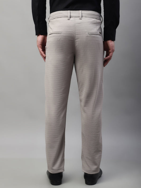 Jainish Men's Light Grey Tapered Fit Formal Trousers | Swadesiicart