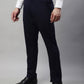 Jainish Men's Navy Blue Tapered Fit Formal Trousers | Swadesiicart