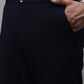 Jainish Men's Navy Blue Tapered Fit Formal Trousers | Swadesiicart