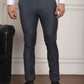 Indian Needle Men's Tapered Fit Solid Trousers - Charcoal | Swadesiicart