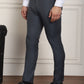 Indian Needle Men's Tapered Fit Solid Trousers - Charcoal | Swadesiicart