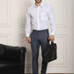Indian Needle Men's Tapered Fit Solid Trousers - Charcoal | Swadesiicart