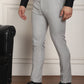 Indian Needle Men's Tapered Fit Solid Trousers - Light-Grey | Swadesiicart