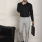 Indian Needle Men's Tapered Fit Solid Trousers - Light-Grey | Swadesiicart