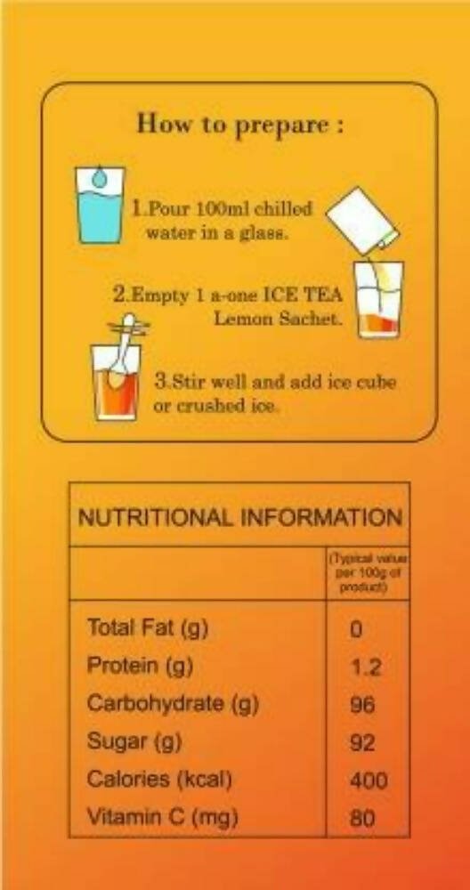 A-One Ice Tea Lemon Flavour Instant - Swadesiicart