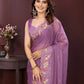 Ai Fashion Light Purple Soft Star Georgette Embroidery Party Wear Saree