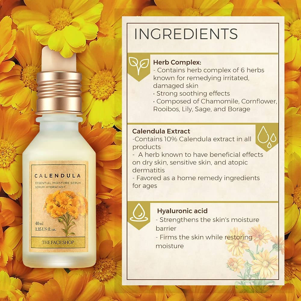 The Face Shop Calendula Essential Moisture Serum - Korean Skincare | Swadesiicart