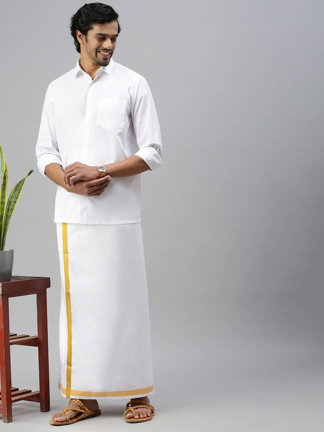 Ramraj Cotton Mens Full Sleeve White Shirt Plus Size - Soft Touch Cotton | Swadesiicart