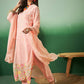 Peach Georgette Handwork Unstitched Dress Material - Hanika | Swadesiicart