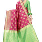Vamika Ethnic Fire Pink Weaving Banarasi Jacquard Saree | Swadesiicart