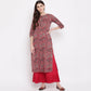 NOZ2TOZ Women's Red Kalamkari Print Cotton Kurta- (1pc set) - Noz2Toz