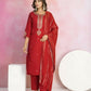 Ethnic Festive Wear Viscose Chanderi Red Stitched Suit With Dupatta - Tanisha | Swadesiicart
