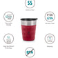 Vaya Popcup Insulated Coffee Mug Tumbler With Lid - 250 ml (Red) | Swadesiicart