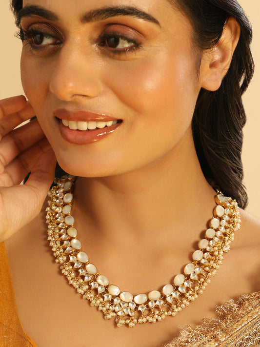 Nuyug 22K Gold Plated Ivory Dusk MOP Necklace | Swadesiicart