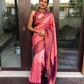 DEIANA'S Beautiful Designer Golden zari Soft Lichi Silk Saree - Pink - Swadesiicart