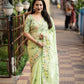 Green Pure Linen Ethnic Motifs Saree with Unstitched Blouse - Hiral Fashion | Swadesiicart