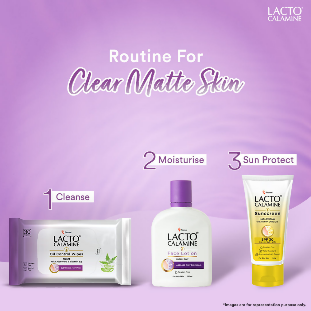 Lacto Calamine Oil Control Face Wipes, Makeup Remover Wipes With Neem & Aloe 30 Usable Wipes - Swadesiicart