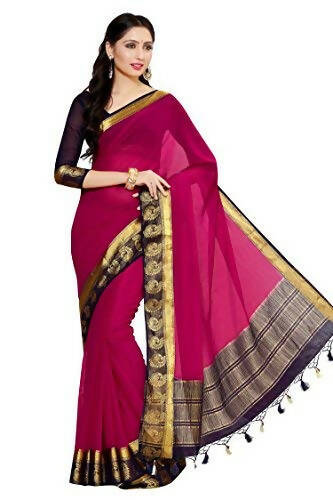 Mimosa Women's Dark Pink Banarasi Chiffon Saree | Swadesiicart