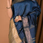 Very Much Indian Handloom Pure Dupion Silk Saree With Sleek Golden Border - Blue | Swadesiicart