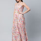 Ahalyaa Women Crepe Printed Classic White Romantic Florals Dress | Swadesiicart