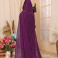 Aafreen Partywear Designer Purple Satin Chiffon Fancy Saree