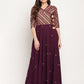 Ahalyaa Women Crepe Wine Colour Glitter Print Kurta | Swadesiicart