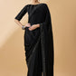 Black Satin Solid Sequence Work Saree with Stitched Blouse - Dharavi