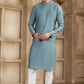 Raivat Ethnic Banarasi Art Silk Mirror Work Kurta Pajama In Grey Colour | Swadesiicart
