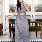 Miravan Women's Grey Floral Printed Crop Top And Skirt Co-Ord Set - Swadesiicart