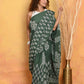 Very Much Indian Handblock Printed Cotton Saree With Natural Dyes - Green | Swadesiicart